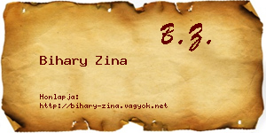 Bihary Zina névjegykártya
